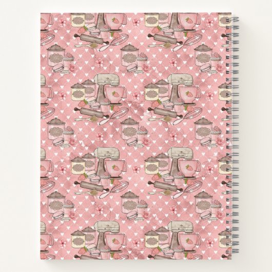 かわいいピンクレトロ調理師本パーソナライズされた ノートブック (裏面)