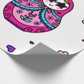 かわいいピンクロシアのドール ラッピングペーパー (角)