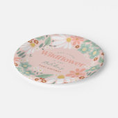 かわいいピンクワイルドフラワーデイジーキッズファースト誕生日 ペーパープレート (アングル)