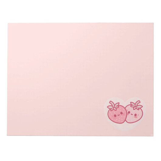 かわいいピンクヴァレンティーンズイチゴ ノートパッド (正面)