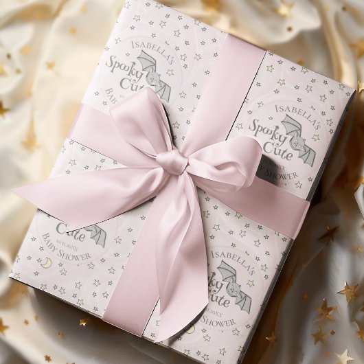 かわいいピンク不気味かわいい10月の赤ちゃんシャワー ラッピングペーパー