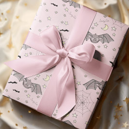 かわいいピンク不気味のこうもりハロウィーン ラッピングペーパー