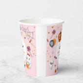 かわいいピンク不気味ハロウィーン子供の誕生日 紙コップ (左)