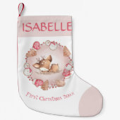 かわいいピンク初めてのクリスマスガールクリスマスストッキング スモールクリスマスストッキング (正面)