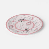 かわいいピンク動物園の動物ゼブラベビーシャワー ペーパープレート (アングル)