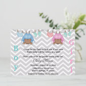 かわいいピンク及び青い性はパーティの招待状を明らかにします 招待状 (スタンド正面)