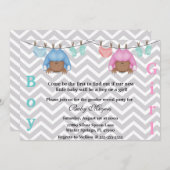 かわいいピンク及び青い性はパーティの招待状を明らかにします 招待状 (正面/裏面)