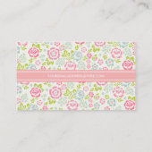 かわいいピンク及び青くガーリーな花のパーソナライズ 名刺 (裏面)