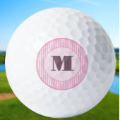 かわいいピンク名門私立校風ののストライプモノグラムパーソナライズされた ゴルフボール