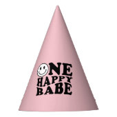 かわいいピンク名門私立校風のスマイル | One Happy Babe パーティーハット (正面)