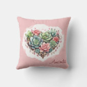 かわいいピンク多肉質ハートバレンタインデー クッション (裏面)
