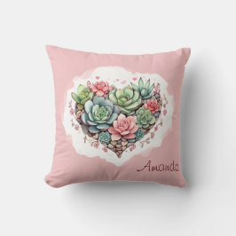かわいいピンク多肉質ハートバレンタインデー クッション