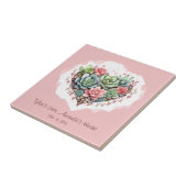 かわいいピンク多肉質ハートバレンタインデー タイル (側面)