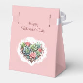 かわいいピンク多肉質ハートバレンタインデー フェイバーボックス (裏面サイド)