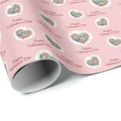 かわいいピンク多肉質ハートバレンタインデー ラッピングペーパー (ロールコーナー)