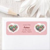 かわいいピンク多肉質ハートバレンタインデー ラベル (インサイチュ)