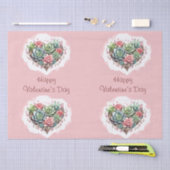 かわいいピンク多肉質ハートバレンタインデー 薄葉紙 (クラフト)