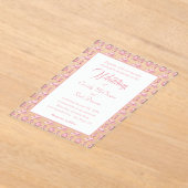 かわいいピンク女性のカーボーイカントリーウェディング アクリル招待状 (レイダウン)