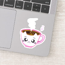 かわいいピンク子猫カップのコーヒー
