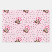 かわいいピンク子猫ラヴカスタムフォトキッズ ラッピングペーパーシート (正面)