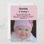 かわいいピンク小さな女の子の誕生日の写真1 招待状 (正面)