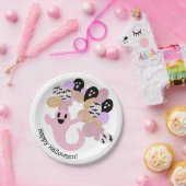 かわいいピンク幽霊キッズハッピーハローウィン ペーパープレート (パーティー)