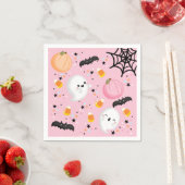 かわいいピンク幽霊ハロウィーン誕生日パーティーガール スタンダードカクテルナプキン (インサイチュ)