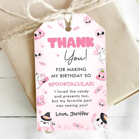 かわいいピンク幽霊ハロウィーン1歳の誕生日 ギフトタグ