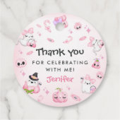 かわいいピンク幽霊ハロウィーン1歳の誕生日 フェイバータグ (裏面)