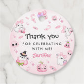 かわいいピンク幽霊ハロウィーン1歳の誕生日 フェイバータグ (正面)