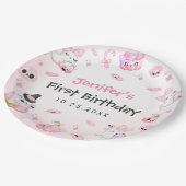 かわいいピンク幽霊ハロウィーン1歳の誕生日 ペーパープレート (アングル)