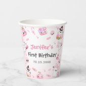 かわいいピンク幽霊ハロウィーン1歳の誕生日 紙コップ (正面)