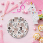かわいいピンク幽霊フローラハロウィンパターン ペーパープレート (パーティー)