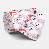 かわいいピンク幽霊面白いハロウィンキャンディとスカル ネクタイ (ロール)