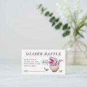 かわいいピンク恐竜の赤ちゃんシャワーおむつラッフル エンクロージャーカード (スタンド正面)