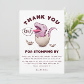 かわいいピンク恐竜の赤ちゃんシャワーTレックス サンキューカード (スタンド正面)