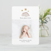 かわいいピンク恐竜ガールベビー写真誕生 案内状 (スタンド正面)