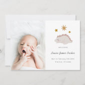 かわいいピンク恐竜ガールベビー写真誕生 案内状 (正面)