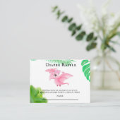 かわいいピンク恐竜トロピカルガールおむつラッフルブ 名刺 (スタンド正面)