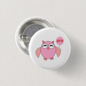かわいいピンク愛あなたフクロウボタン 缶バッジ (正面&裏面)