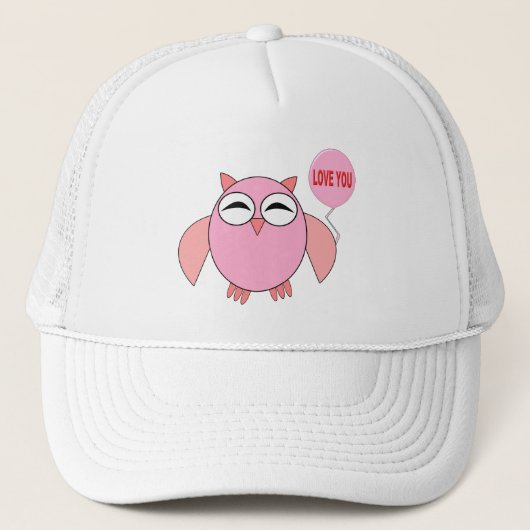 かわいいピンク愛あなたフクロウ帽子 キャップ (正面)