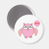かわいいピンク愛あなたフクロウ磁石 マグネット (正面/裏面)