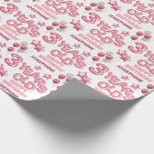 かわいいピンク文字バルーン3歳の誕生日 ラッピングペーパー (角)