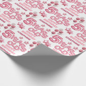 かわいいピンク文字バルーン5誕生日 ラッピングペーパー (角)