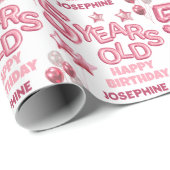 かわいいピンク文字バルーン5誕生日 ラッピングペーパー (ロールコーナー)