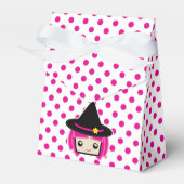 かわいいピンク毛魔女ギフトボックス フェイバーボックス (正面サイド)