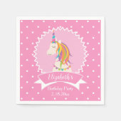 かわいいピンク水玉模様マジカルユニコーンガール誕生日 スタンダードカクテルナプキン (正面)
