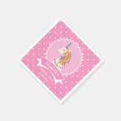 かわいいピンク水玉模様マジカルユニコーンガール誕生日 スタンダードカクテルナプキン (角)