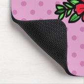 かわいいピンク水玉模様赤い伝統バラマウスマット マウスパッド (コーナー)