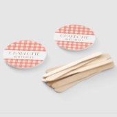 かわいいピンク淡い色ののギンガムプレイドのチェックパーティー ハンドファン (組立なし)